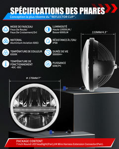 DOT omologato Round Offroad DRL IP68 2 pz luce bianca fredda <span class=keywords><strong>anabbagliante</strong></span> da 7 pollici - Product Image 6