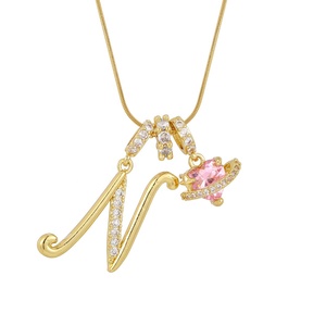 Collier pendentif chaîne serpent 26 lettres A-Z en diamant Dopamine, collier pendentif cœur en zircone alphabet de luxe léger, vente chaude - Product Image 4