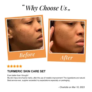 Korean Beauty Facial Anti Acne Aging Tumeric Face Skin Care Set Organic Private Label Whitening Turmeric Skincare Set For Women