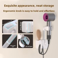 Soporte Giratorio Omnidireccional de Aleación de Aluminio para Secador de Pelo, Soporte Perezoso, Estante de Almacenamiento para Baño, Organizador de Pared Manos Libres