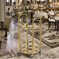 Chariot de service buffet et à vin en acier inoxydable à 3 niveaux, design moderne, très vendu, capacité de 10 L pour usage hôtelier