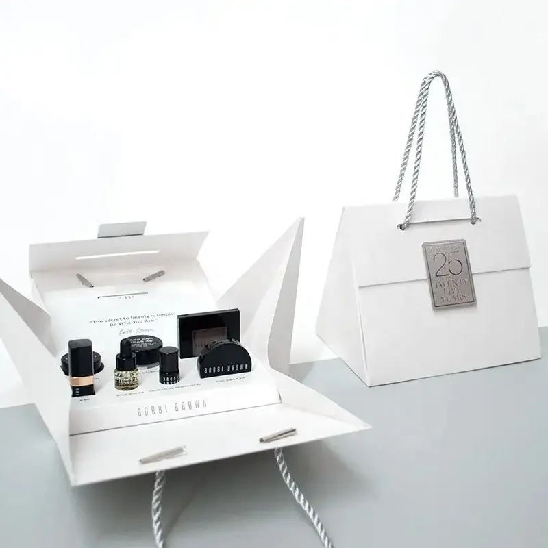 広州工場化粧品包装ボックススキンケア製品用ハンドル付きコート紙ボックス