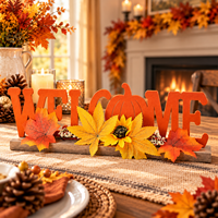 Décorations de récolte d'automne pour Thanksgiving, Panneau de bienvenue, Centre de table citrouille et feuille d'érable, Ornement saisonnier d'automne pour la maison