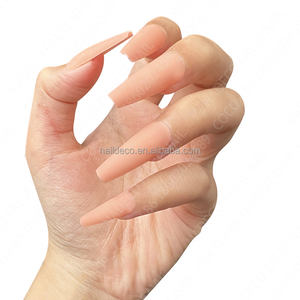 Faux ongles en forme de cercueil moyen, pression sur les ongles, couverture complète de haute qualité, capsule pour ongles, gel x, pointes colorées, Look d'automne quotidien - Product Image 5