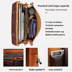 Bolso de Cuero Genuino, Bolso para Portátil de Cuero con Textura de Árbol, Maletín de Negocios, Bolso de Mano de Gran Capacidad, Estilo Ejecutivo - Product Image 5