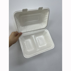 Tek Kullanımlık Laminasyonlu Kağıt Kutu Bagasse Gıda Kapları Parlak Laminasyonlu Paket Servis Kutuları <span class=keywords><strong>Burger</strong></span> Öğle Yemeği için Numune - Product Image 4