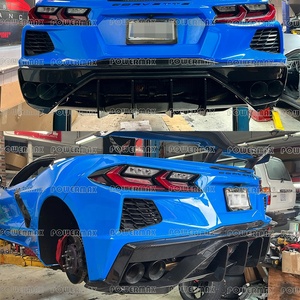 PM Design lèvre de pare-chocs arrière en Fiber de carbone sèche de haute qualité pour 2019 + Chevrolet <span class=keywords><strong>Corvette</strong></span> C8 mise à niveau du diffuseur arrière - Product Image 2