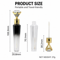 Gloss à lèvres diamanté longue tenue, non-collant, 3 ml, à base de minéraux naturels, résistant à l'eau, format échantillon, marque privée pour maquillage de fête
