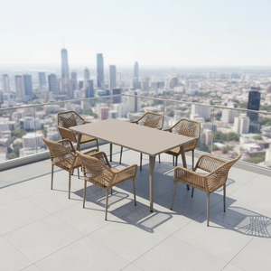 Set Tavolo e Sedie <span class=keywords><strong>da</strong></span> <span class=keywords><strong>Esterno</strong></span> in Rattan, Design Moderno, Leggero e Resistente, per Parco e Soggiorno - Product Image 3