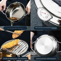 Couvercle de friteuse profonde en acier inoxydable à double fond non revêtu avec contrôle de la température, design japonais, pour usage domestique à gaz