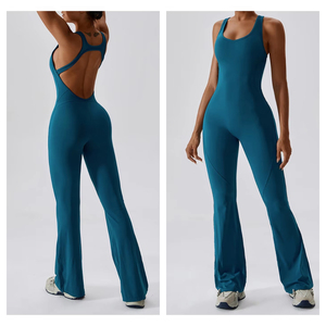 Mujeres <span class=keywords><strong>Yoga</strong></span> con almohadillas sujetador mamelucos monos entrenamiento gimnasio Leggings deportes acanalado acampanado Playsuits niñas Conjuntos pantalones monos - Product Image 6