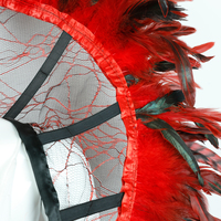 Collier cape en plumes d'autruche avec bretelles, rouge et noir, pour costume de carnaval, accessoire de cou, scène, fête, couleur personnalisée