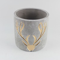 Pot de fleurs en ciment fait main, design Wapiti personnalisé, écologique et durable, pour jardin et maison, pot unique pour bougie parfumée