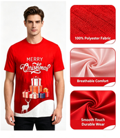 T-shirt décontracté unisexe à manches courtes avec imprimé 3D motif de Noël dégradé, nouveauté transfrontalière