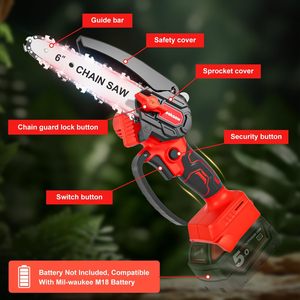 Motosierra Eléctrica Portátil Pequeña (Batería No Incluida) con Lubricación Automática/Bloqueo de Seguridad para DeWalt 20V - Product Image 5
