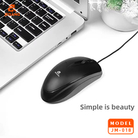 JM-018 Mouse Optik Berkabel USB 1600 DPI Mouse Berkabel Ergonomis dan Ramping dengan Lapisan Karet untuk PC Laptop Desktop