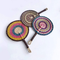 Éventail en paille tressé à la main, style nordique, avec éléments africains, portable et robuste, pour décoration murale et fêtes