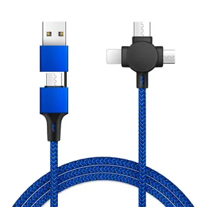 도매 가격 마이크로 USB Kabel 3 In 1 멀티 고속 충전 케이블 범용 전화 충전기 케이블 올인원 아이폰 타입 C