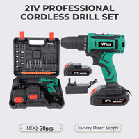 Perceuse sans fil 21V 10mm à mandrin auto-serrant, moteur sans balais, vitesse variable, kit d'outils professionnel pour bricolage, fournisseur OEM ODM
