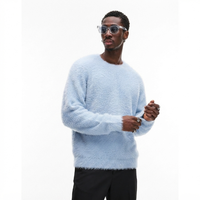 Pull en mohair tricoté rayé respirant pour homme avec manches longues et personnalisation du logo au dos du col pour l'hiver ODM