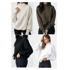 Sweat-shirt à col roulé pour femme, coupe oversize, col ouvert fendu, personnalisable, de qualité supérieure, poids moyen - Product Image 3