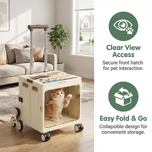 Caja de Transporte para Mascotas de Plástico Transparente, Plegable, para Viajes en Avión, para Perros y Gatos, Portátil, de Gran Capacidad - Product Image 3