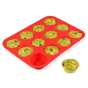 12 tazze di Muffin in Silicone padella antiaderente stampo in Silicone di dimensioni regolari