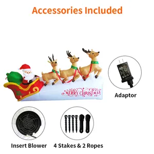 High Quality10FT Outdoor Patio Lawn Inflatable Decorated Deer Cart With Santa Sleigh Inflatable Christmas