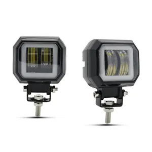 Mini luces de conducción cuadradas para motocicleta, foco LED 7D, 24V, 12V, UAZ, ATV, 20w