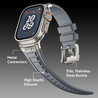 Bracelet de montre en silicone de style tactique avec connecteur en acier inoxydable pour Apple Watch Ultra 2 41 mm 45 mm 49 mm IWatch toutes séries