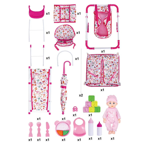 Nueva venta al por mayor encantadora muñeca cochecito de juguete lindo modelo combinación 5 en 1 juego de simulación House14 pulgadas muñecas de plástico - Product Image 6