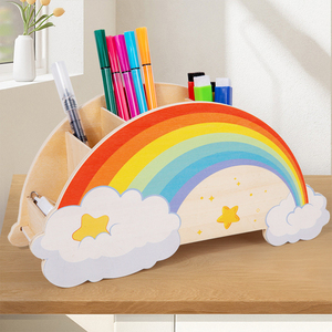 Sunnuo 2025 Mới Bằng Gỗ Đa Chức Năng Trẻ em Hộp Bút Chì Văn Phòng Phẩm Lưu Trữ Hộp Giáo Dục Sớm Dễ Thương Mô Hình Cầu Vồng - Product Image 3