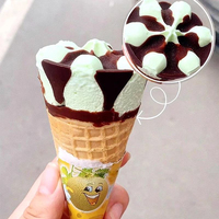 Crème glacée personnalisée avec logo imprimé, saveur cantaloup, dessert sucré, texture douce, crème glacée, en-cas exotiques chinois