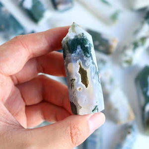 Punta de Ágata Musgosa Natural al por Mayor a Precio de Fábrica, Torre de Piedra de Cristal Druzy para Decoración y Regalo - Product Image 3