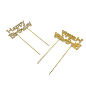 Decorazione per <span class=keywords><strong>Torta</strong></span> 'Happy Birthday' con Strass Cristallini Lucidi all'Ingrosso per Feste di <span class=keywords><strong>Compleanno</strong></span> - Product Image 3