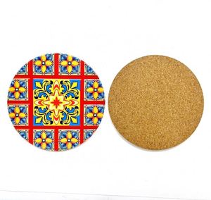 Posavasos de Cerámica Mexicana Talavera, Absorbentes, Decorativos, Redondos, con Base de Corcho, para Mesa de Café - Product Image 2