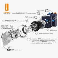 Interruptor de Botón Metálico Impermeable de Alta Resistencia LANBOO de 22 mm y 25 A, Interruptor de Llave de 2/3 Posiciones, Autobloqueante Electrónico, Auto-Reiniciable, 2NO+1NC 1NO