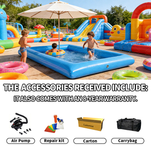 <span class=keywords><strong>Piscine</strong></span> <span class=keywords><strong>gonflable</strong></span> carrée pour enfants, de qualité commerciale, en PVC, fabriquée en Chine, avec toboggan - Product Image 3