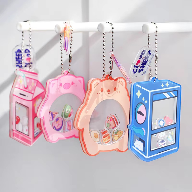 Transparent Cartoon Acrylic Key Chain Custom Printed Shaker Keychain Make Your Own Shaker Charm