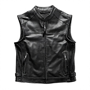Chaleco de Motocicleta de Cuero sin Mangas para Hombre, Diseño de Malla Transpirable, Chaqueta para Motociclismo para Todas las Estaciones - Product Image 3