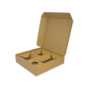 Precio de fábrica, diseño personalizado, caja de papel marrón Kraft, caja de correo con embalaje de inserción para piezas de repuesto, velas electrónicas, tarros de mermelada