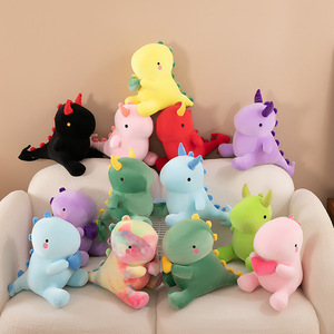 Nouvelle peluche <span class=keywords><strong>dinosaure</strong></span> multicolore avec cœurs, animaux en peluche, cadeau de la Saint-Valentin ou d'anniversaire pour meilleur ami - Product Image 4