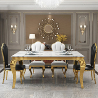 Table à manger rectangulaire de luxe nordique légère pour 6 personnes, petit appartement, maison