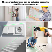 Niveau laser rotatif 4D vert 16 lignes, qualité industrielle, précision 1 mm/5 m, longueur d'onde 505-520 nm, portée 50 m, DIY, Lithium