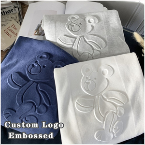 Custom Logo High Quality Embossed Print 3D 100% Cotton Emboss Printing Men T-shirt Embossing T Shirt - Product Image 1