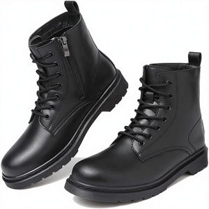 [Hanani] Bottes de <span class=keywords><strong>moto</strong></span> pour hommes, fermeture éclair, <span class=keywords><strong>semelle</strong></span> épaisse, imperméables, bout rond, automne-hiver, bottes de travail et d'ingénieur, bottines de <span class=keywords><strong>moto</strong></span> noires - Product Image 4