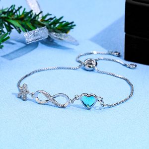 Personalized Women <b>Infinity</b> Initial <b>Bracelet</b> 26 Alphabet Letter Charm Silver Plated Blue Heart Crystal <b>Bracelet</b> Custom Jewelry - Product Image 2