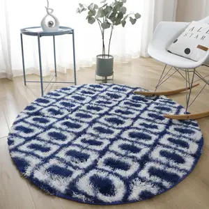 home decoration custom printed, large luxurious Round carpets and rugs fluffy shaggy bedside colorful mats for living room/