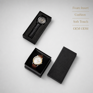 Leabon Scatola Nera per Esposizione Orologi, Set Scatola <span class=keywords><strong>di</strong></span> Presentazione con Inserto in Schiuma, Custodia per Orologi con Cinturino in Pelle, Scatola in <span class=keywords><strong>Cartone</strong></span>, Vendita all'Ingrosso Diretta dalla Fabbrica - Product Image 2