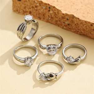 Yiwu Aceon in acciaio inossidabile colata da donna singolo diamante gioielli da sposa <span class=keywords><strong>con</strong></span> promessa di amore a forma di mano <span class=keywords><strong>con</strong></span> cuore quadrato rotondo - Product Image 5